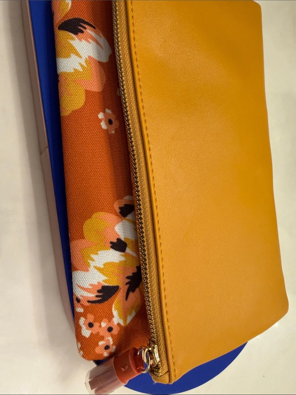 Rachel Pally Mustard Yellow Zip Clutch with Floral Insert